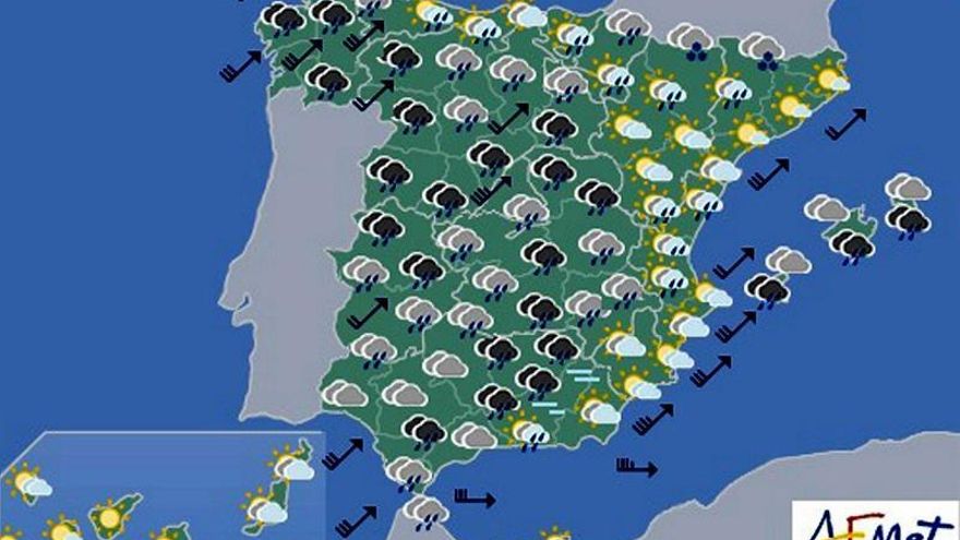 Mapa del tiempo significativo para hoy.