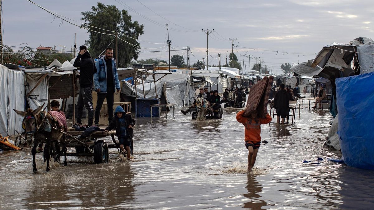 Varios muertos en Gaza por el derrumbe de edificios y el frío causados por un fuerte temporal