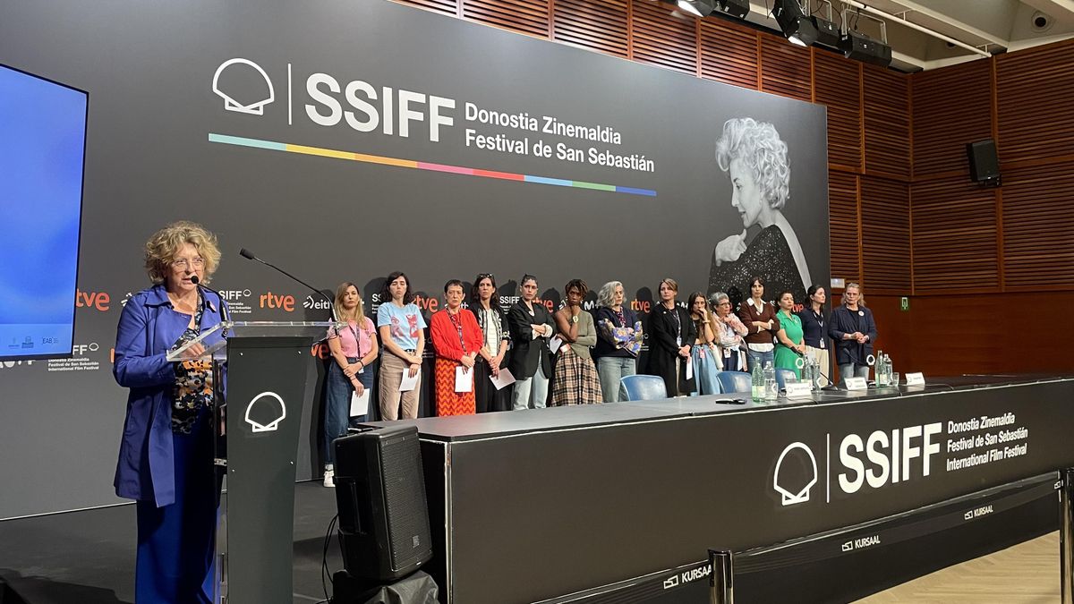 Esther García, durante la acción contra las violencias sexuales en el cine