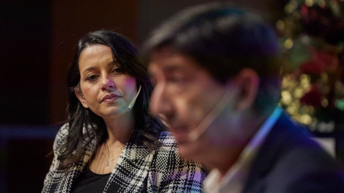 Inés Arrimadas y Juan Marín, en el Encuentro informativo de Europa Press.