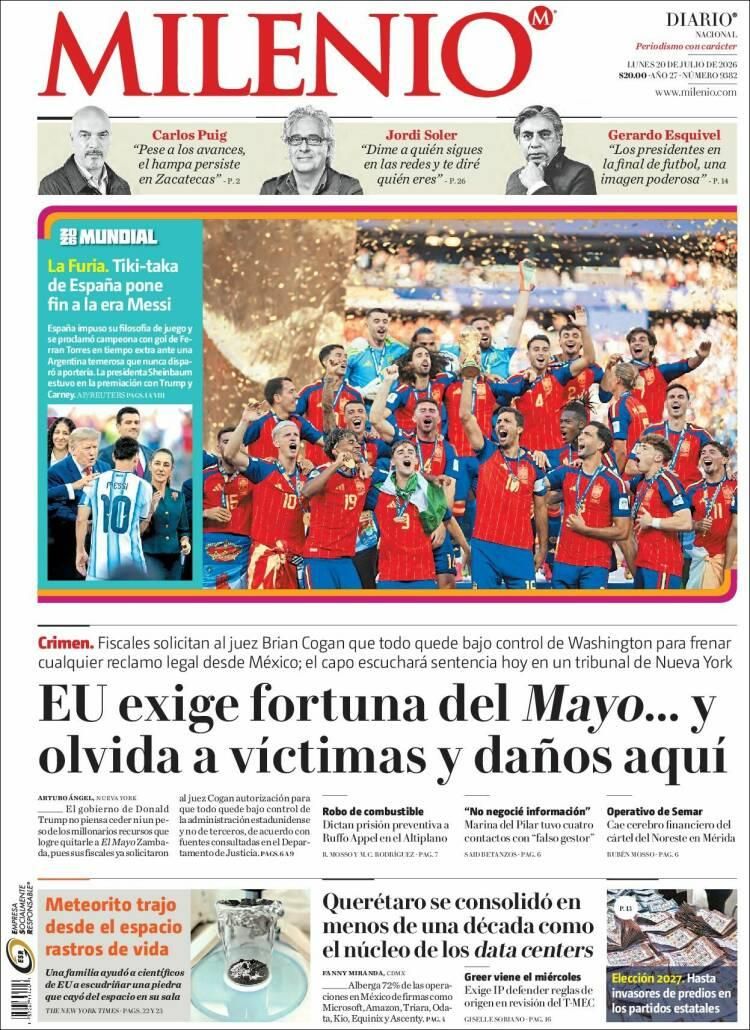 Las lágrimas de Messi y el título de España, en las tapas de los diarios del mundo