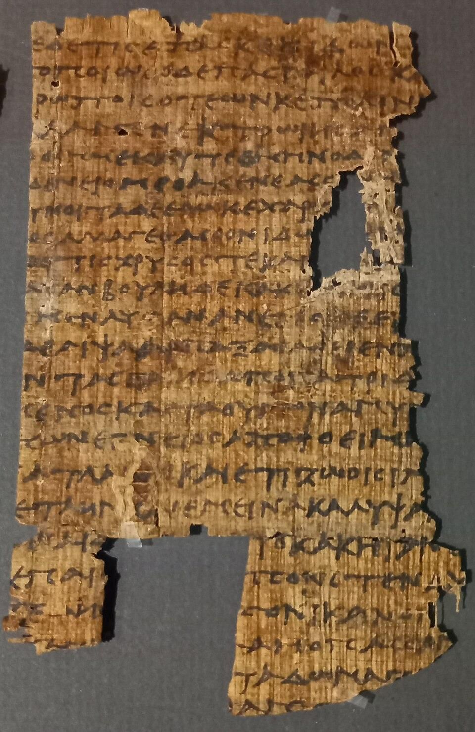El papiro más antiguo conservado de la 'Odisea'  (cantos IX y X), datado en el siglo III a. C. y encontrado en Ghurab, Egipto.