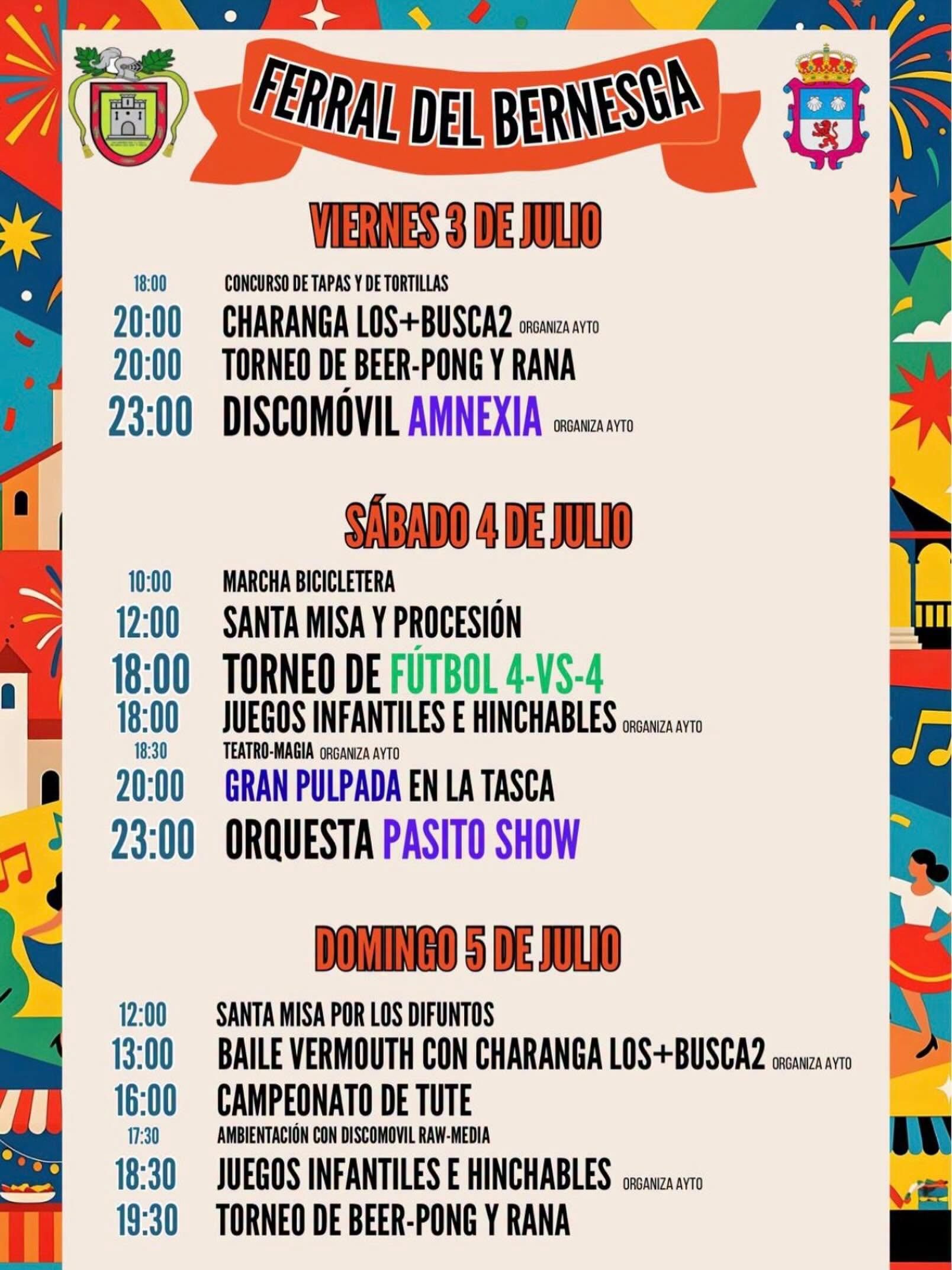 Programa de las Fiestas de ferral del Bernesga 2026.
