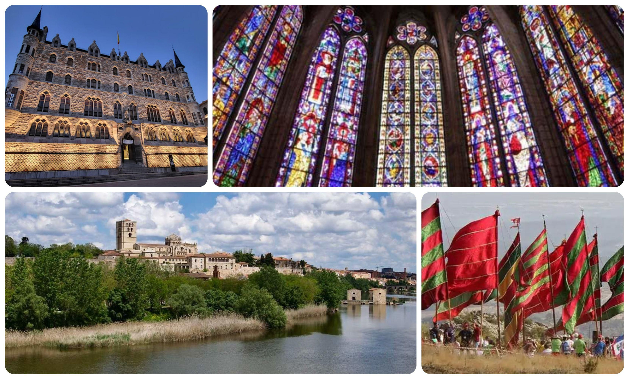 Casa Botines de Gaudí, vidrieras de la Catedral de León, Zamora y los Pendones Leoneses.