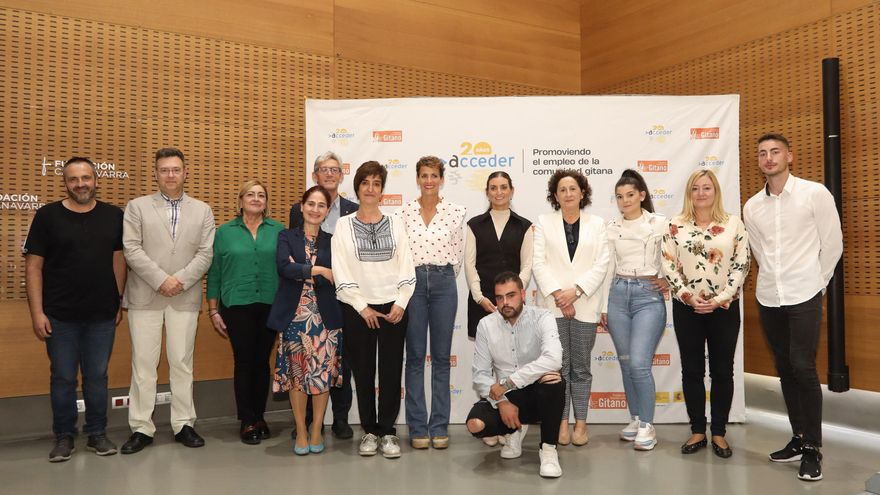 La presidenta del Gobierno de Navarra, María Chivite, clausura una jornada organizada por la Fundación Secretariado Gitano.