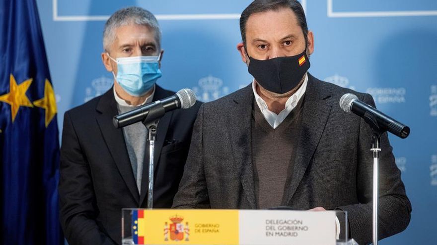 Los ministros del Interior, Fernando Grande-Marlaska, y Transportes, Movilidad y Agenda Urbana, José Luis Ábalos