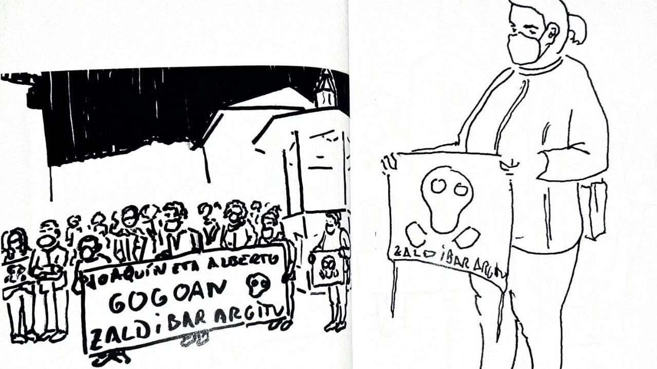 Dibujos de Gorka Belasko durante las concentraciones