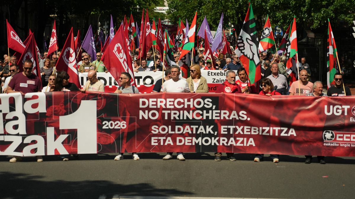 Manifestación de CCOO y UGT en Bilbao.