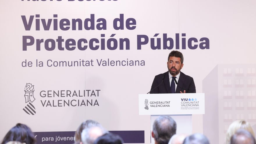 El plan de Mazón no establece un periodo mínimo de protección para las viviendas públicas construidas por empresas privadas