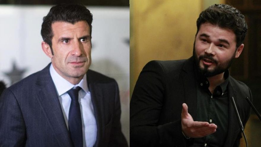 Luis Figo y Gabriel Rufián, enfrentados en redes sociales