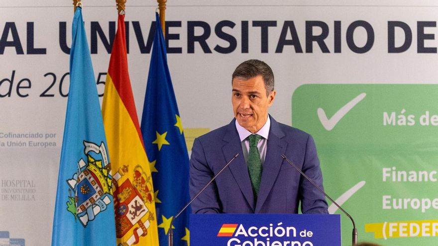 El presidente del Gobierno, Pedro Sánchez, durante el acto de inauguración del Hospital Universitario de Melilla el pasado 2 de junio de 2025.