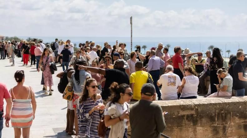 Turistes en les immediacions de la catedral de Palma