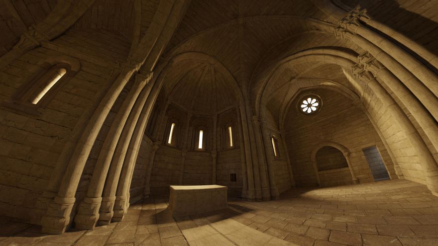 Recreación hiperrealista de la capilla del hospital de peregrinos San Juan de Acre, de Navarrete (La Rioja)