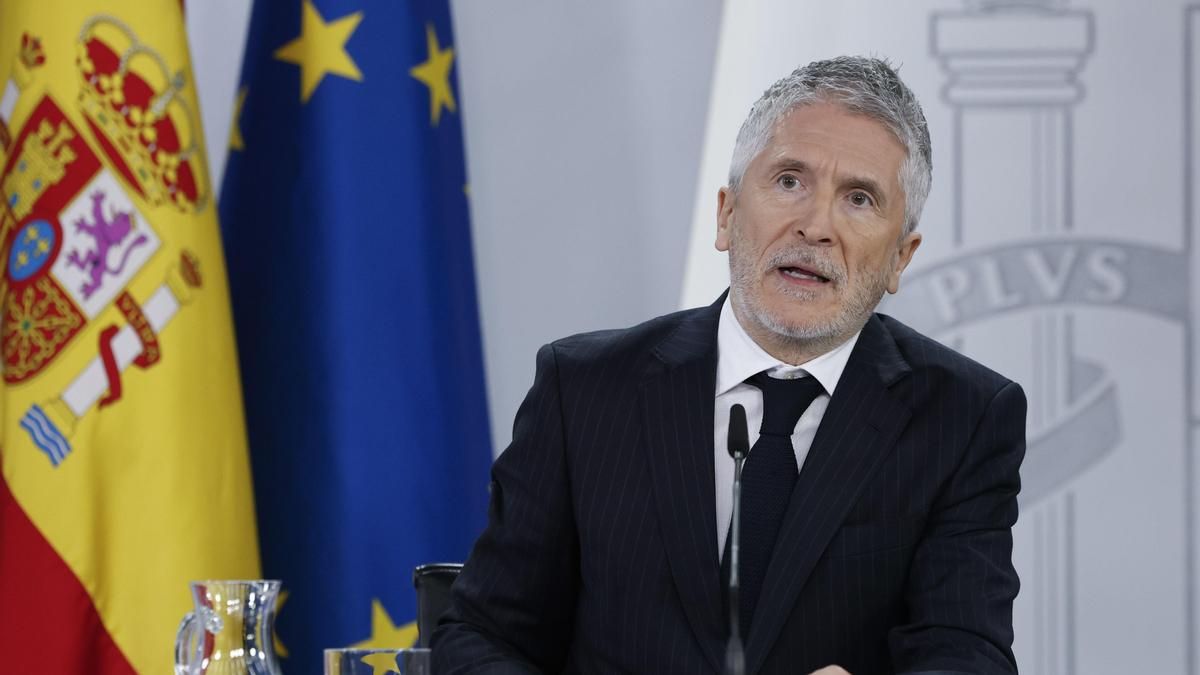 El ministro del Interior, Fernando Grande- Marlaska durante la rueda de prensa tras la reunión del Consejo de Ministros, este martes.