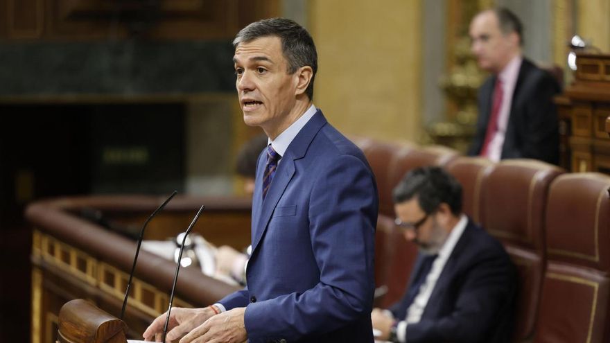 Pedro Sánchez interviene este miércoles durante el pleno del Congreso de los Diputados en Madrid.