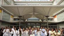 Concentración en el hospital Infanta Leonor por la sanidad pública durante la huelga del 7 de mayo en Madrid. / Olmo Calvo
