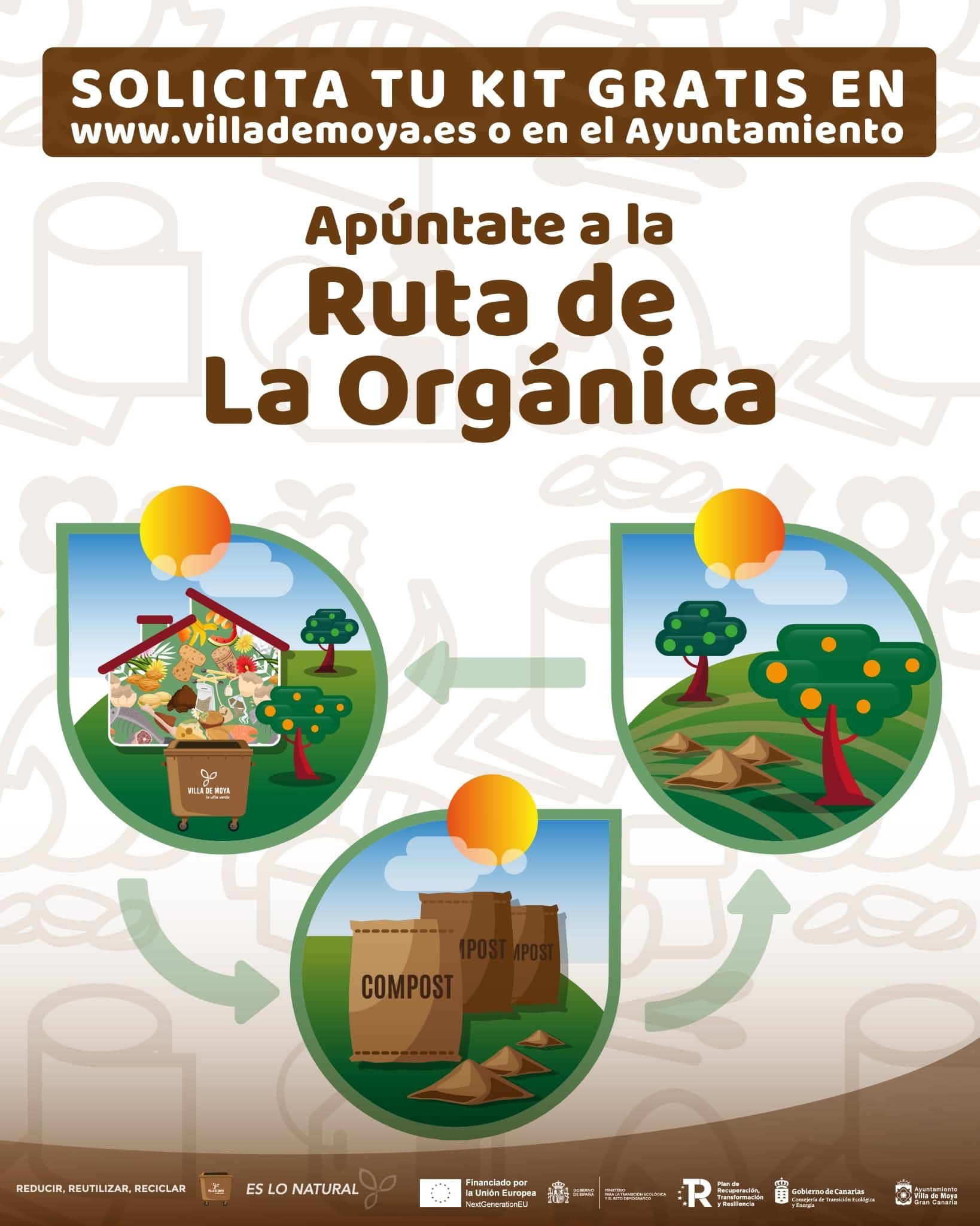 Cartel informativo de la 'Ruta orgánica' de la Villa de Moya (Gran Canaria).