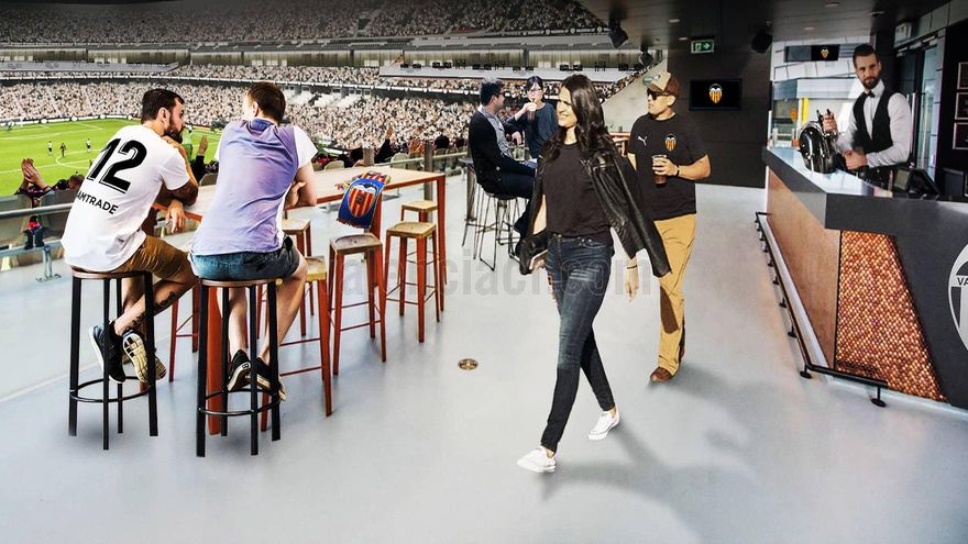 Imagen virtual de la zona de restauración del nuevo estadio.