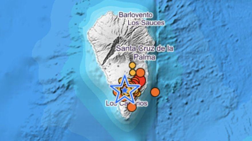 Un sismo de magnitud 4.2 entre los 36 localizados esta noche en La Palma