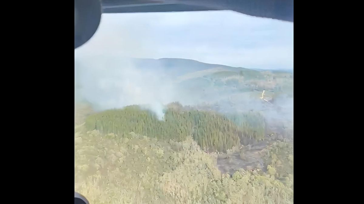 Cuatro aviones, dos helicópteros y 25 medios en total afrontan el segundo día del incendio de Berlanga del Bierzo