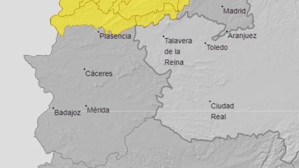 Alerta amarilla en el norte de Cáceres por tormentas con fuertes vientos y granizo