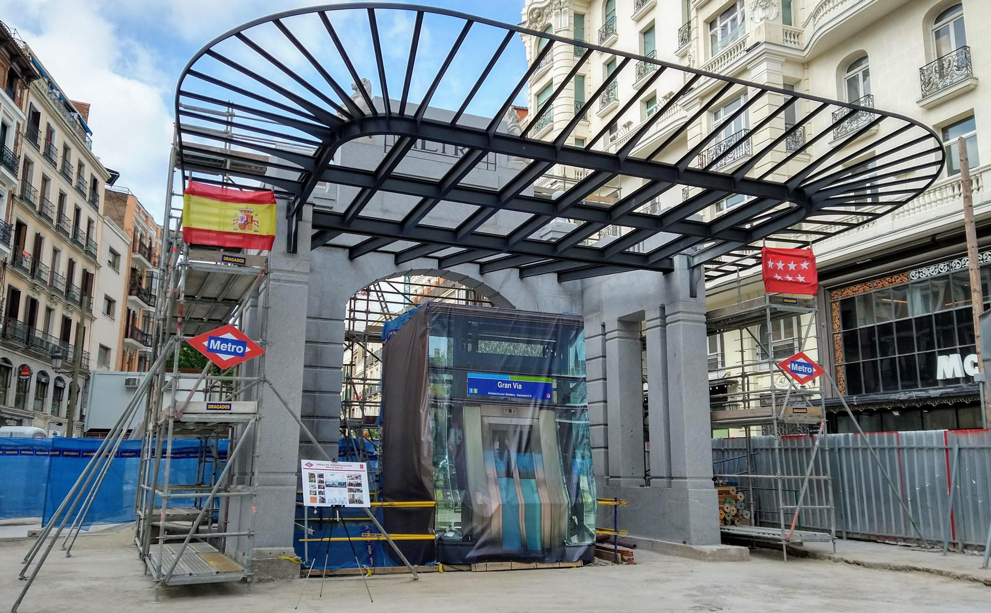 La réplica del templete de Antonio Palacios, en las obras del Metro Gran Vía