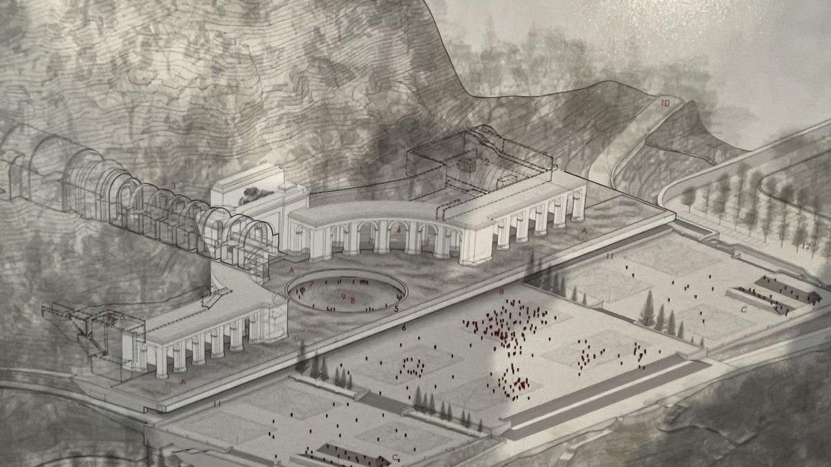 Esquema del proyecto arquitectónico 'La cruz y la base', ganador del concurso de ideas para resignificar Cuelgamuros.