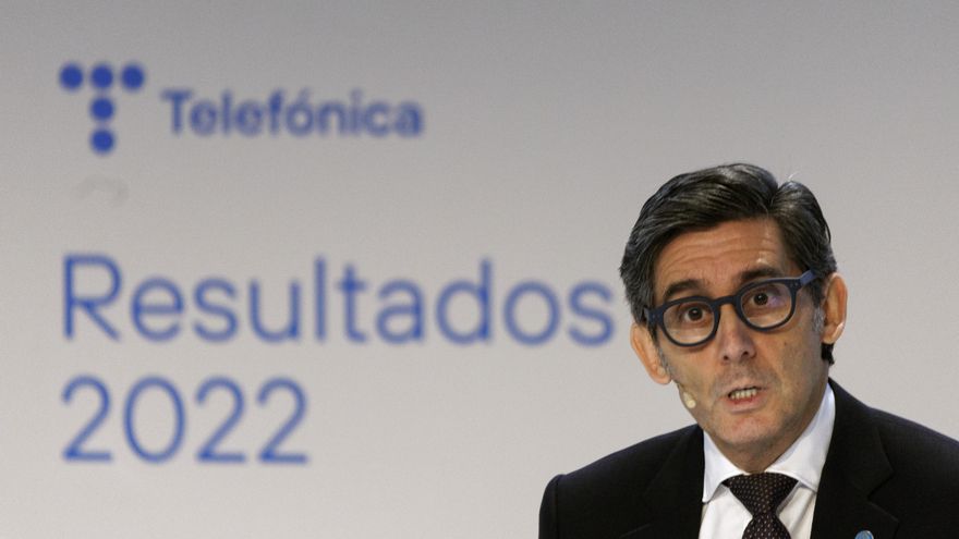 El presidente de Telefónica, José María Alvarez-Pallete en en la presentación de resultados anuales de la compañía este jueves en Madrid. EFE/Sergio Pérez