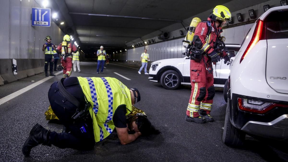Policía Local en el simulacro de accidente en el túnel de los omeyas