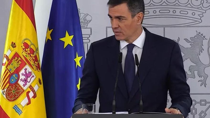 Pedro Sánchez en su comparecencia de este lunes