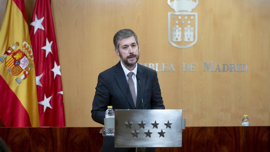 Archivo - El consejero de Presidencia, Justicia y Administración Local, Miguel Ángel García, ofrece una rueda de prensa tras la reunión del Consejo de Gobierno de la Comunidad de Madrid, a 8 de noviembre de 2023, en Madrid (España).
