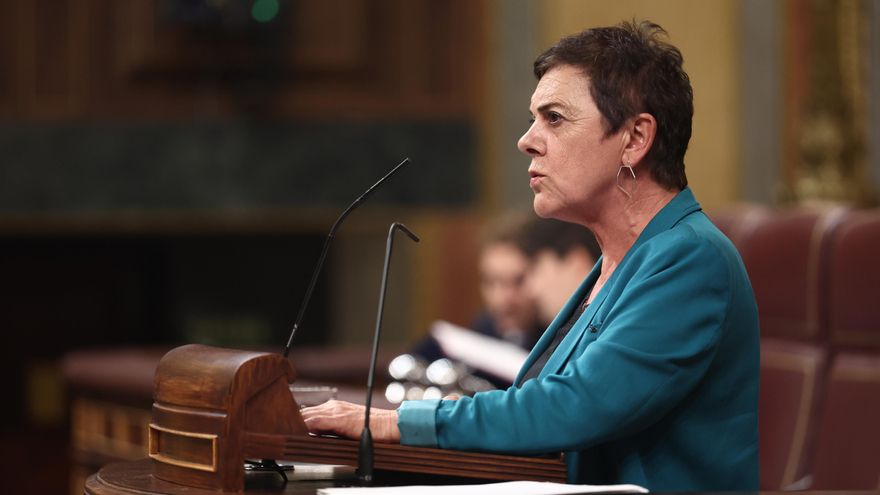 La portavoz de EH Bildu, Mertxe Aizpurua, interviene durante una sesión plenaria en el Congreso de los Diputados.