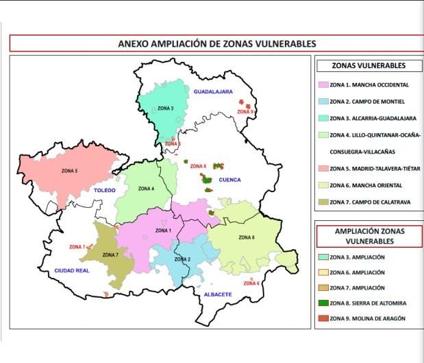 Nuevo mapa de zonas vulnerables a nitratos de origen agrario de Castilla-La Mancha