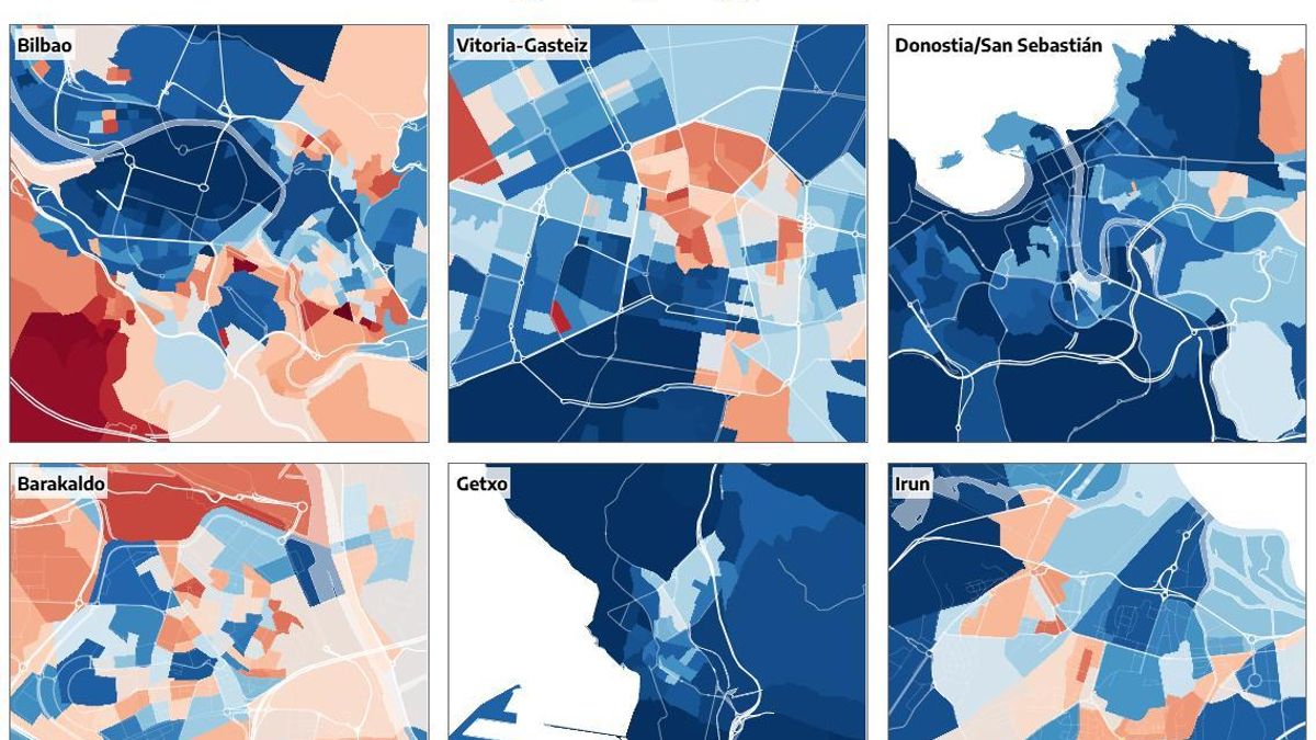 ¿Cuánto ganan tus vecinos? El mapa de la renta en Euskadi, calle a calle, y un buscador por municipio