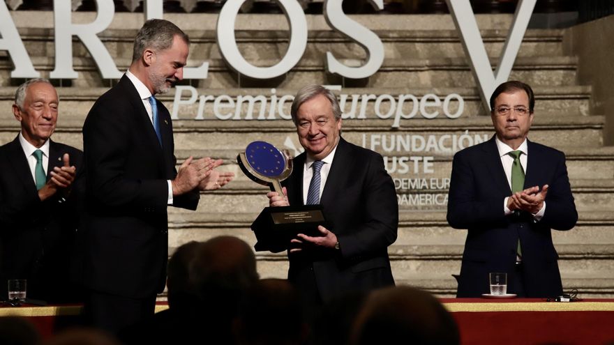 Guterres, secretario de la ONU, recibe un premio Carlos V en Yuste que une más a Extremadura con Portugal