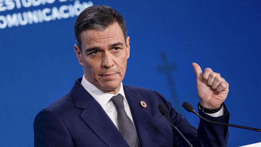Pedro Sánchez durante la clausura del foro internacional 'Spain Investors Day'.