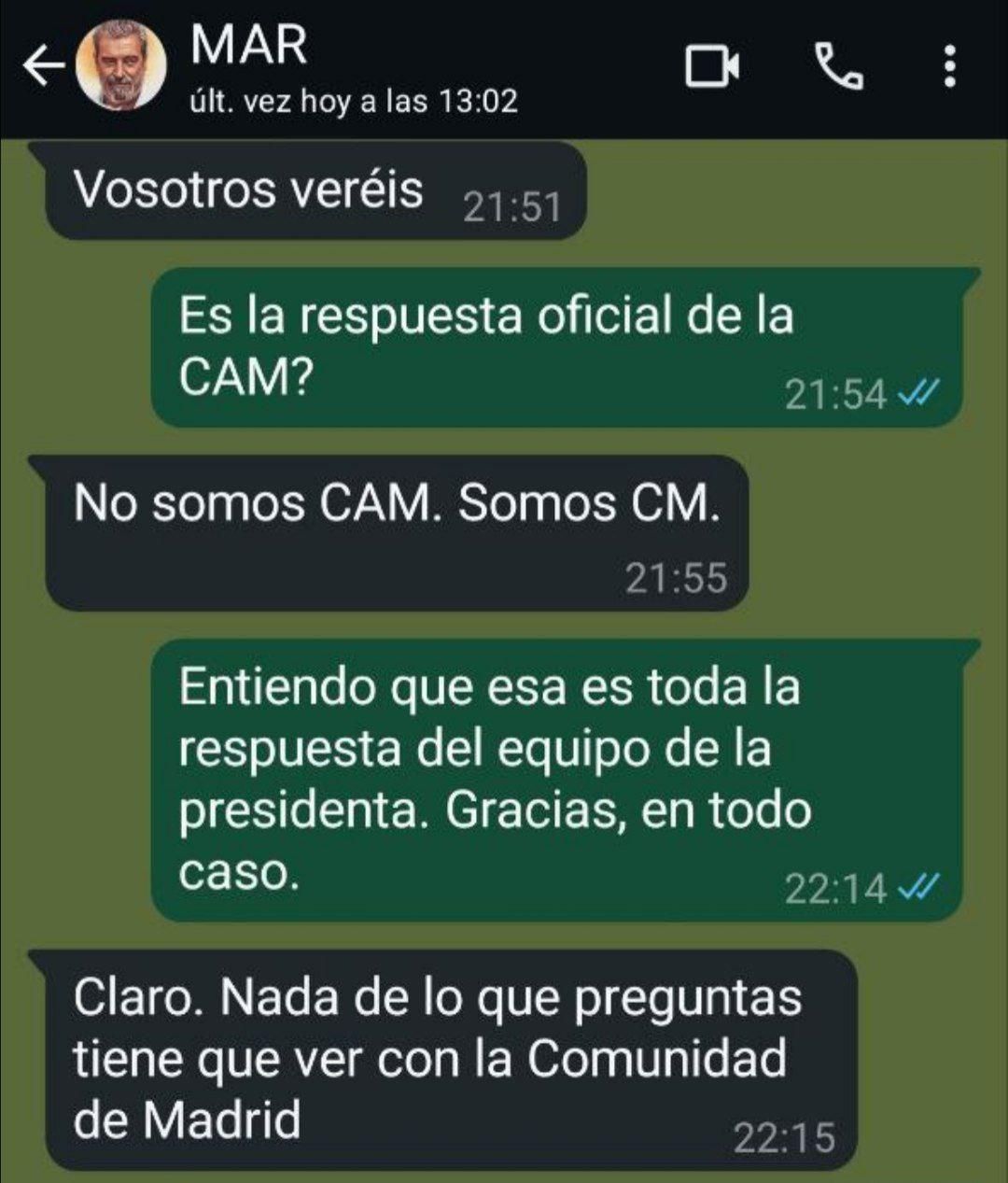 Messages that demonstrate that Miguel Ángel Rodríguez read and responded to messages from this newspaper on March 11