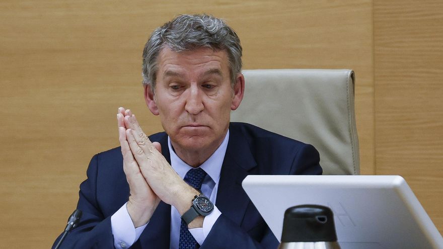 Feijóo en su comparecencia en la comisión de la dana el 2 de febrero.