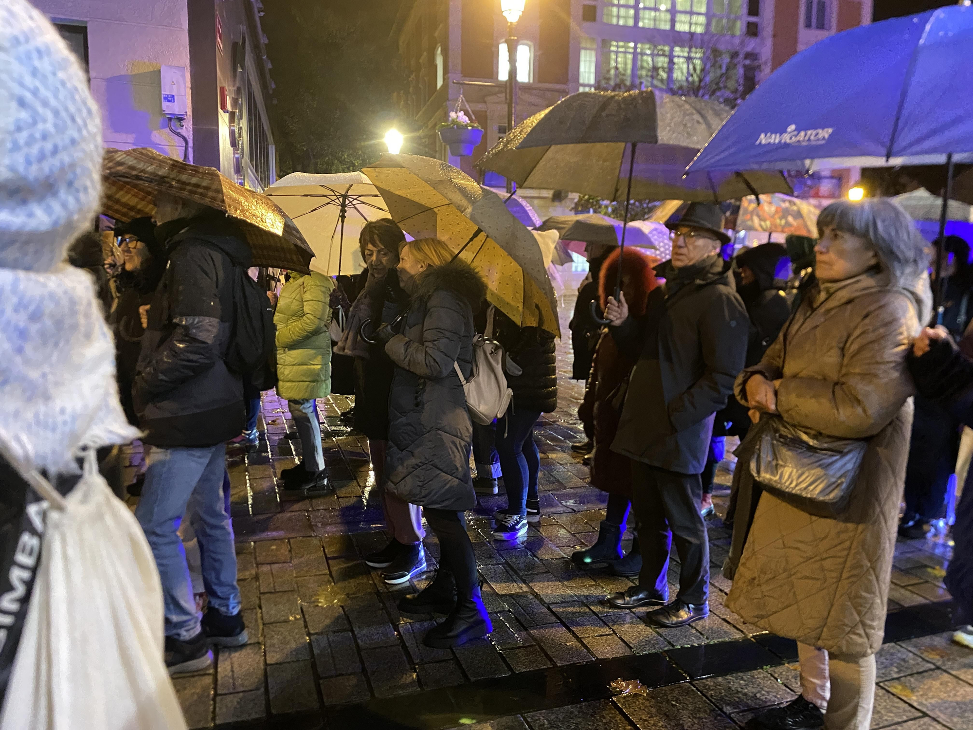 La lluvia no calla el grito feminista contra la violencia de género en Logroño