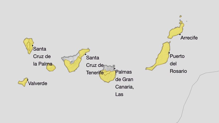 Activados avisos amarillos en toda Canarias por lluvias y tormentas