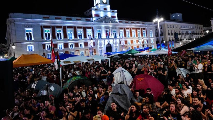 Cientos de acampados en la Puerta del Sol, a 28 de septiembre de 2026