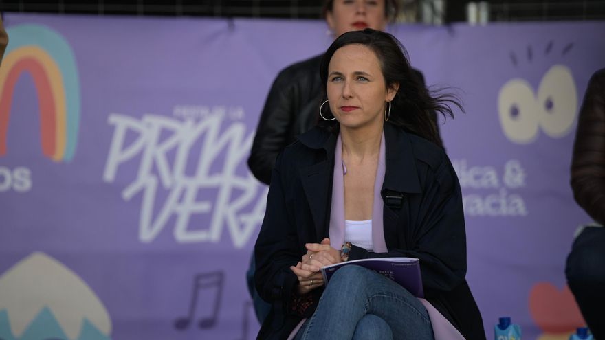La secretaria general de Podemos y ministra de Derechos Sociales y Agenda 2030, Ione Belarra, participa en la Fiesta de la Primavera de Podemos, a 15 de abril de 2023, en Zaragoza, Aragón (España).