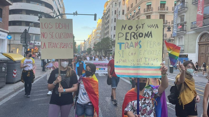 Un momento de la marcha del Orgullo 2021 en València.