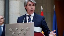 Ángel Garrido en su primera rueda de prensa como presidente en funciones de la Comunidad de Madrid.