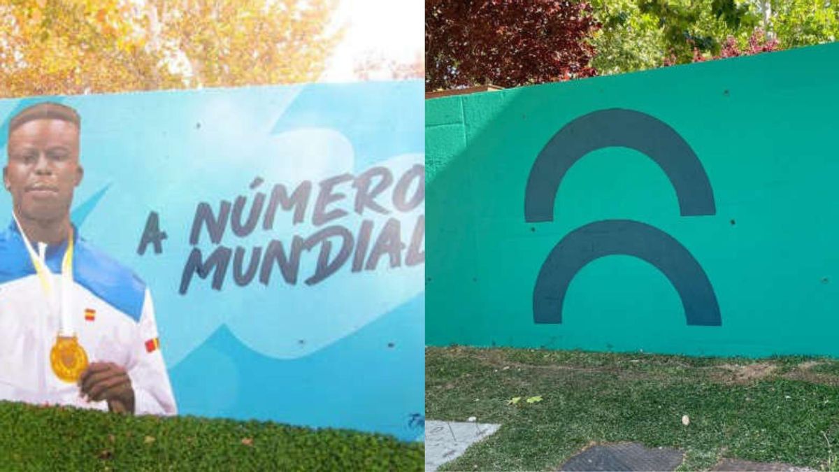 Mural antes y después de ser borrado