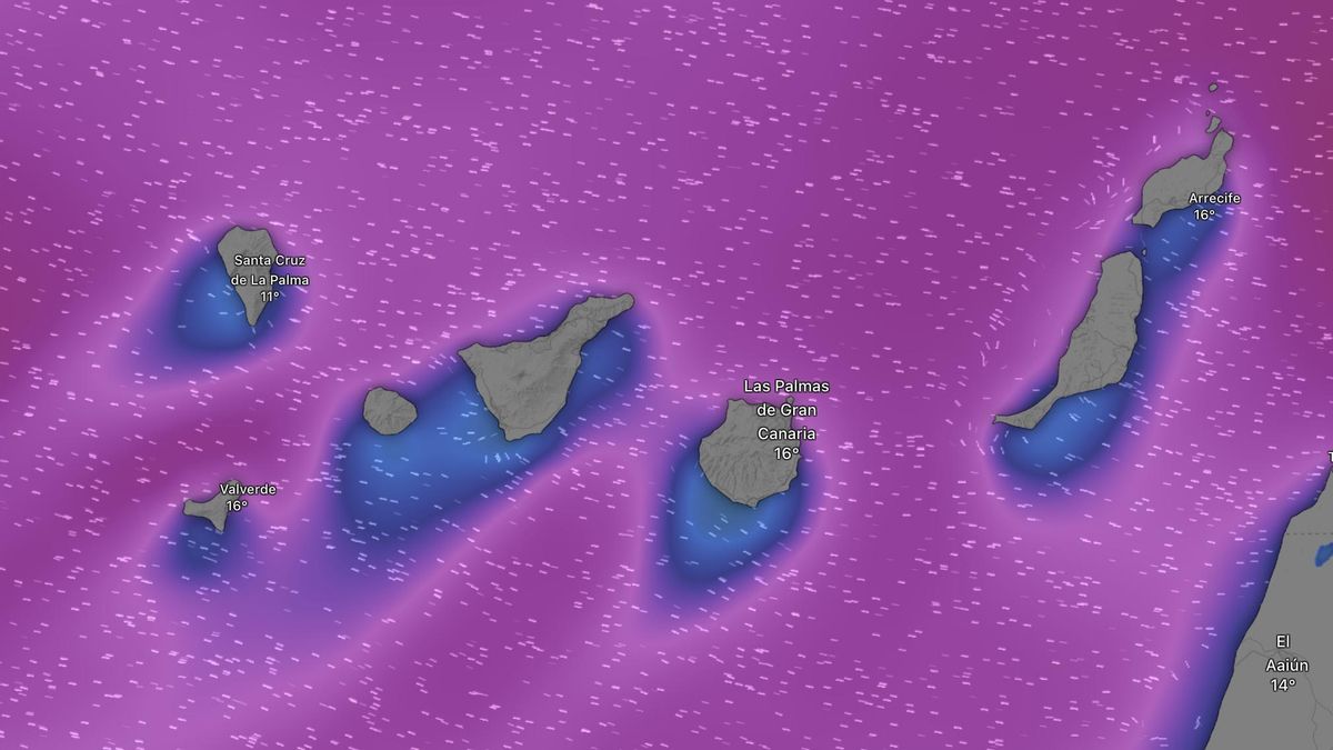 Mapa del oleaje previsto en Canarias este martes.