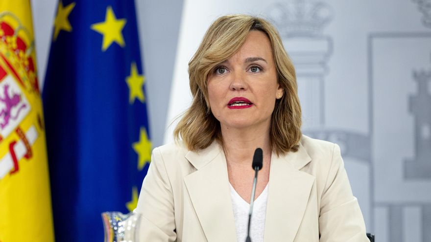 La ministra Portavoz, Pilar Alegría, este martes durante la rueda de prensa tras el Consejo de Ministros.- EFE/ Daniel González