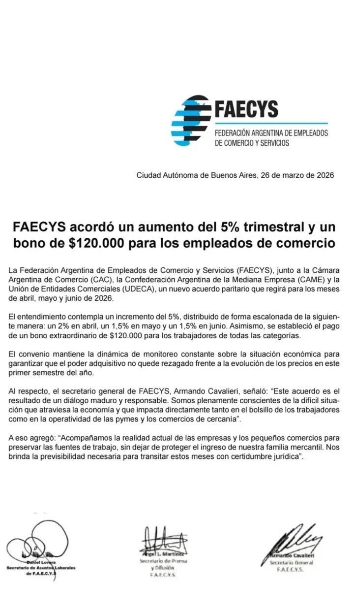 Comunicado de FAECYS.