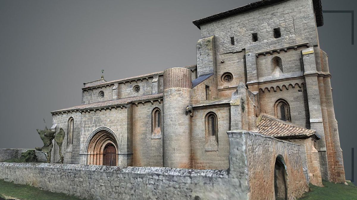 Detalle del templo de Santiago Apóstol, en Villamorón, (Burgos)