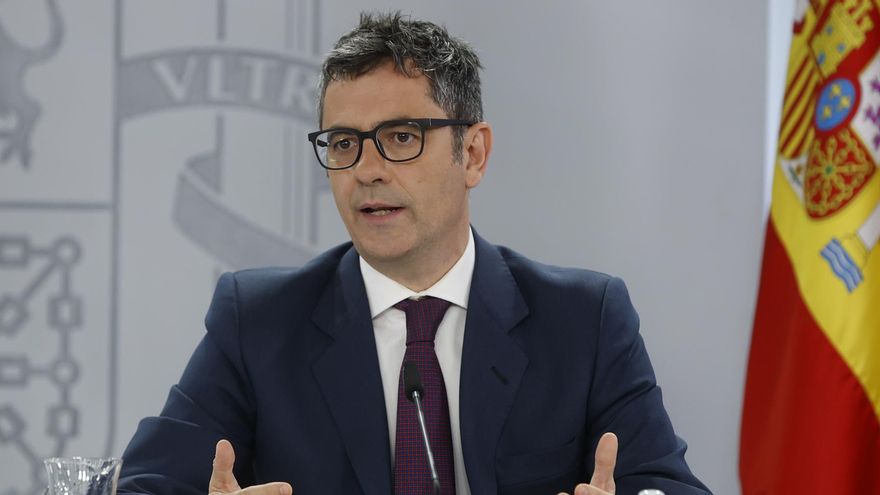 El ministro de la Presidencia, Relaciones con las Cortes y Memoria Democrática, Félix Bolaños, durante la rueda de prensa posterior a la reunión del Consejo de Ministros.